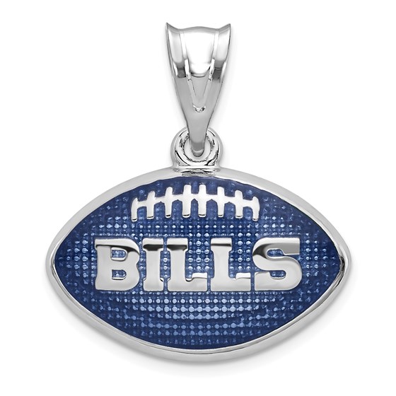Sterling Silver Buffalo Bills Enameled Football Pendant Sterling Silver Buffalo Bills Enameled Football Pendant